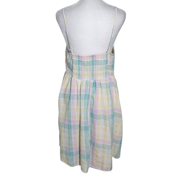 Old Navy Pastel Plaid Linen Mini Sundress with Smocked Back Size Large - Picture 2 of 9